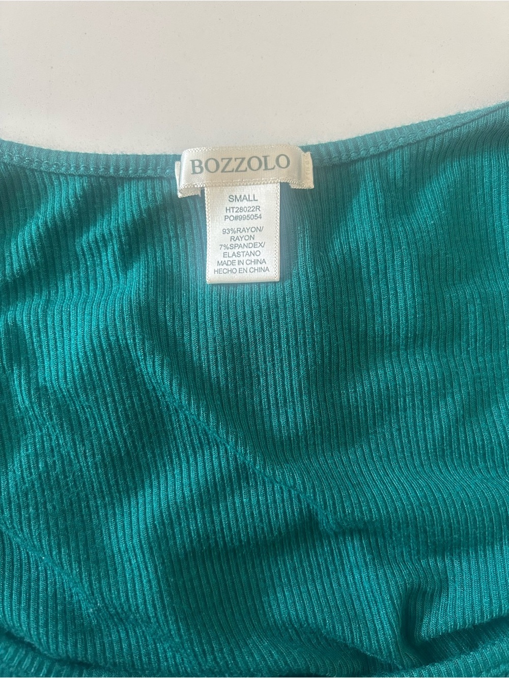 Bozzolo Emerald Green Ribbed Square-Neck Long Sleeve Crop Top - Picture 7 of 8
